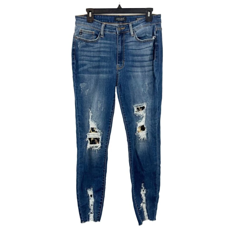 Judy‎ Blue Leopard Patch Distressed Skinny Jeans - Size 11/30